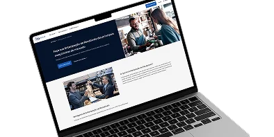 Notebook com a página Antecipação de Recebíveis do BTG Pactual Empresas
