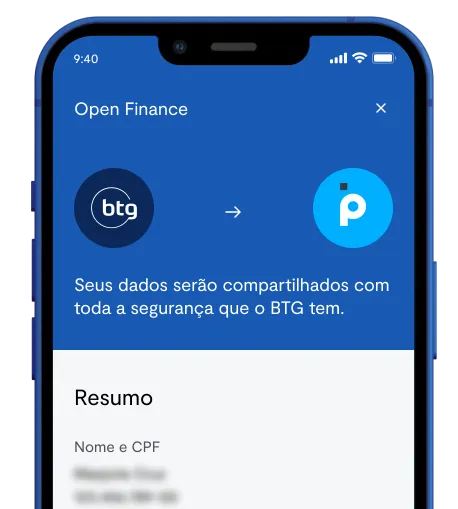 Tela de celular exibindo a interface de compartilhamento de dados do Open Finance, mostrando a segurança e praticidade do processo.Tela de celular exibindo a interface de compartilhamento de dados do Open Finance, mostrando a segurança e praticidade do processo.